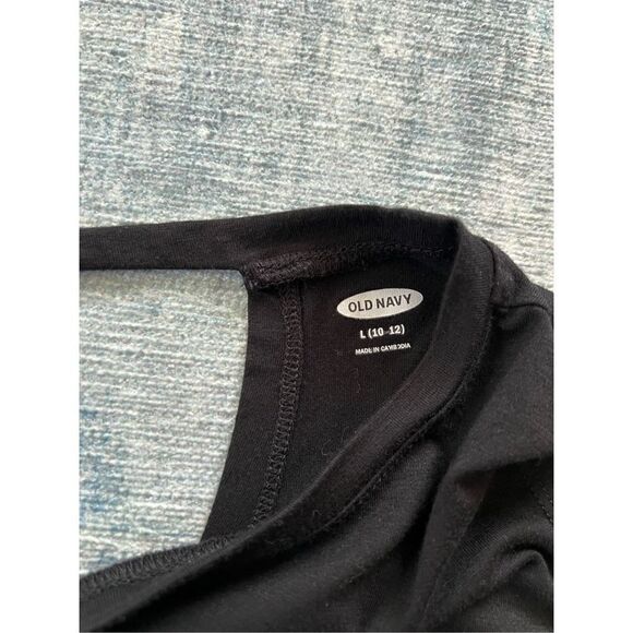 Old Navy Black Keyhole Back Tie Front Top Girls Large 10 - 12 - Picture 5 of 7
